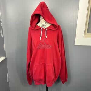 Vintage Y2K Adidas red embroidered hoodie sweatshirt with pouch pocket
